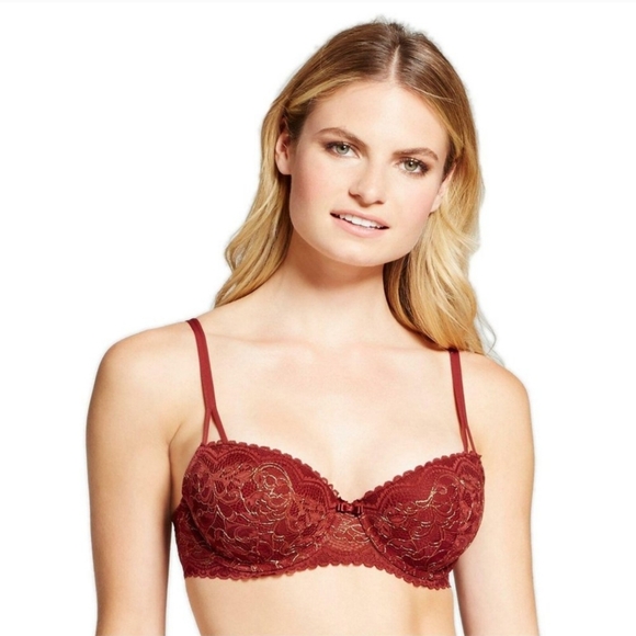 Gilligan & O'Malley Padded Push-Up Balconette Bra, Salsa (Red), 32C - Picture 1 of 5